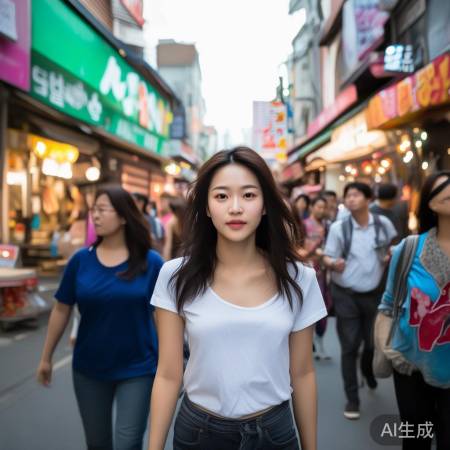 田曦薇素颜韩国街头热辣引关注