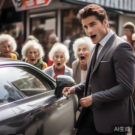 小伙子介绍新车,阿姨们称赞不绝