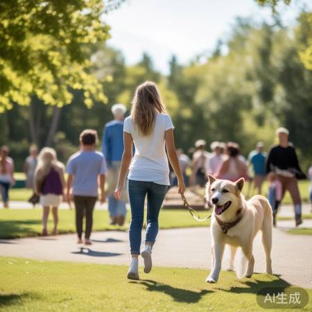 公园遛狗拴绳保障安全