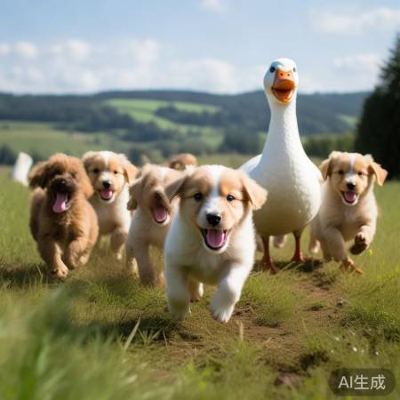 小狗团结赶走大鹅