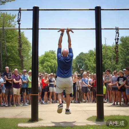 公园老人单杠秀技