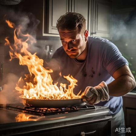 厨房火灾，巧用湿毛巾灭火