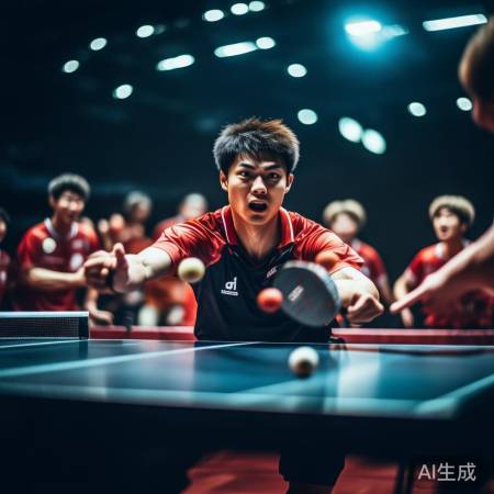 王楚钦反手拉球获胜，团队正能量