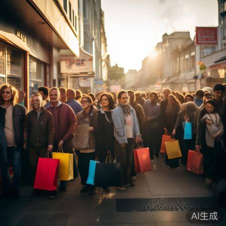 早市抢羽绒服，人潮如长龙