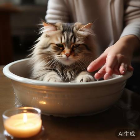 猫咪足浴，水温宜适中