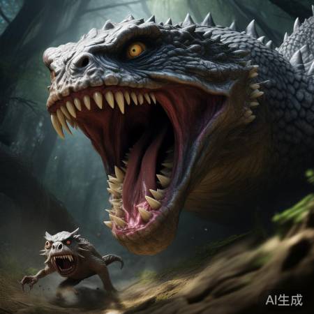 小动物机智逃脱巨蜥嘴下