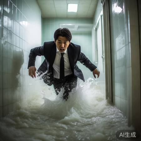 游客狂奔逃生,门口水漫过膝