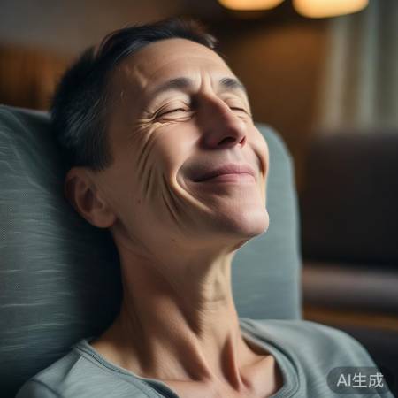 微笑至肌肉酸，缓缓放松