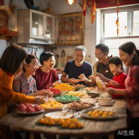 过年包饺子，图开心团圆