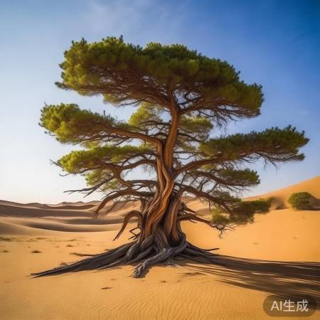 荒漠中140岁老松树