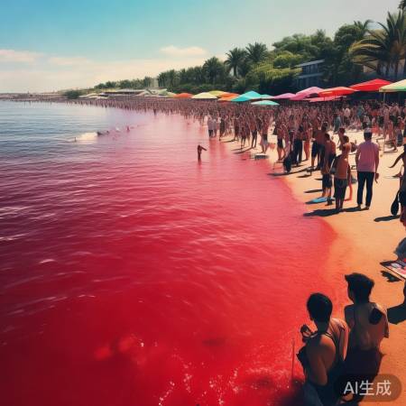 “血海奇观，吸引游客”