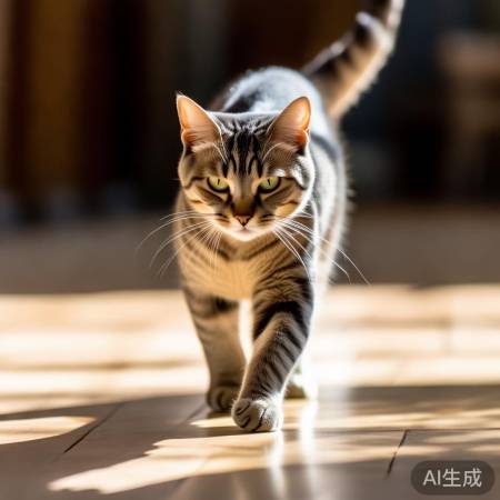 猫步轻盈，挺直身姿