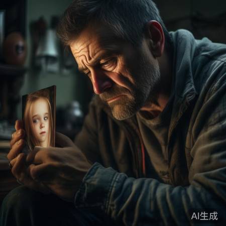 父亲思念女儿泪眼湿润