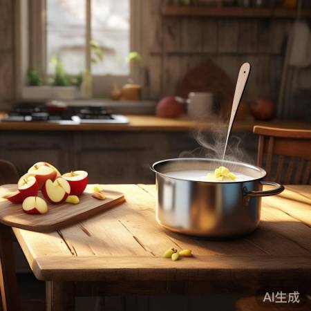 牛奶炖苹果,小火慢炖