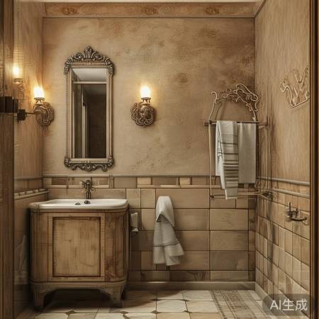 复古卫生间，暖色温馨有韵味