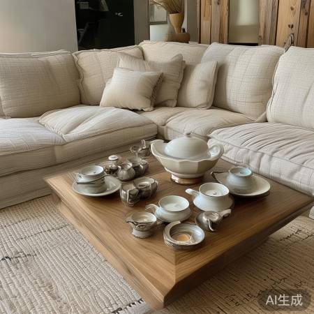 “王铮亮家：舒适定制沙发与茶具
