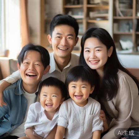 儿女酷似父母，幸福家庭感染人