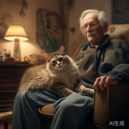老人养猫，随性自在