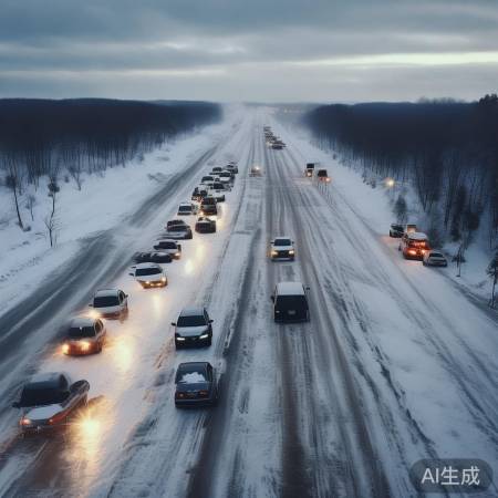 德州雪后结冰，交通瘫痪