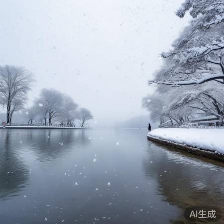合肥天鹅湖雪景美