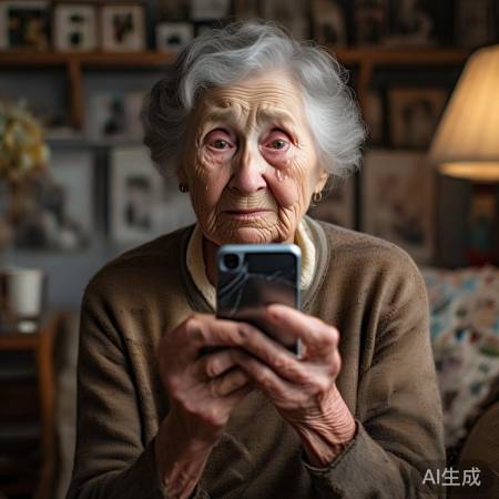奶奶失落泪眼，手机失联心酸。