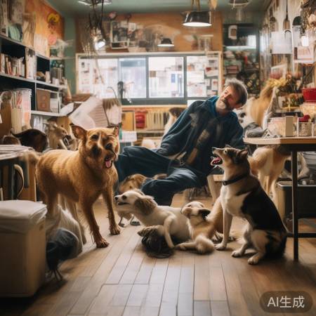 狗咖欢乐场，人狗皆摔跤