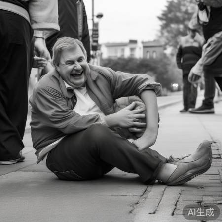 顾客摔倒，众人关切。