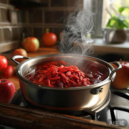 煮苹果加红枣枸杞