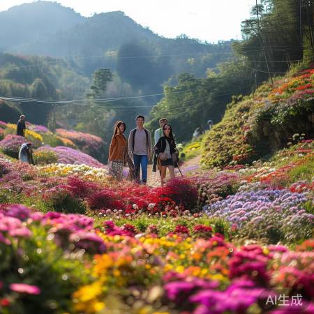 东北小山村花海如童话