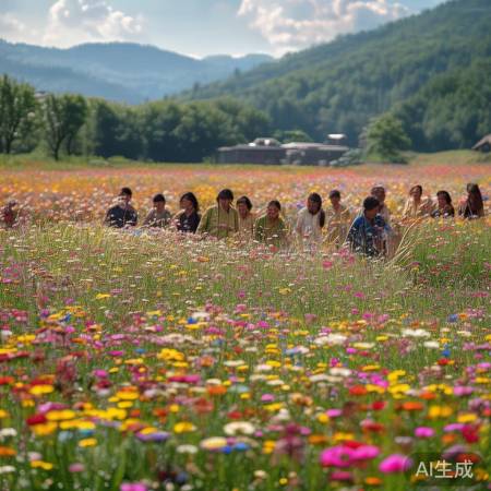 山村花海，人自然和谐