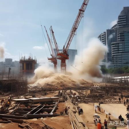 泰国工地起重机倒塌