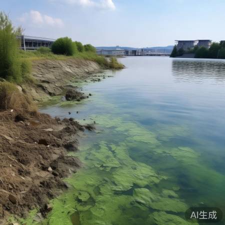 人类活动导致湖泊污染，蓝藻繁衍