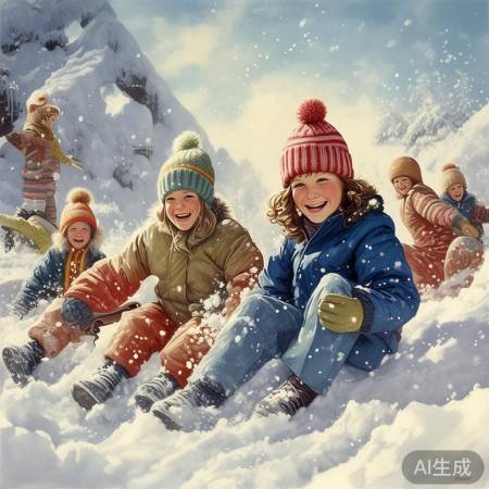 孩子们欢雪童年梦