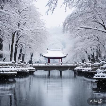 南京玄武湖雪景如画