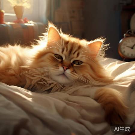 猫咪爱睡懒觉,等主人起床