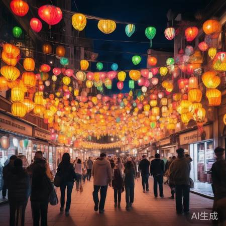 彩灯璀璨，年味盈街