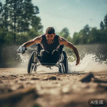 残疾人轮椅上展惊人力量