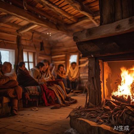 童年冬夜，暖炉相伴