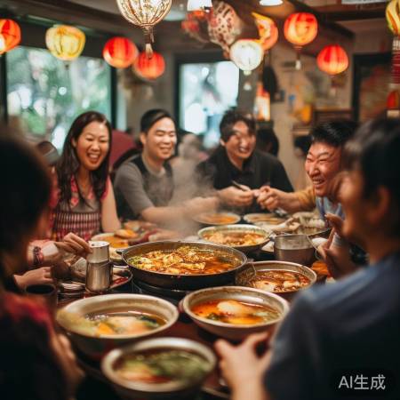吃火锅分享生活温馨瞬间