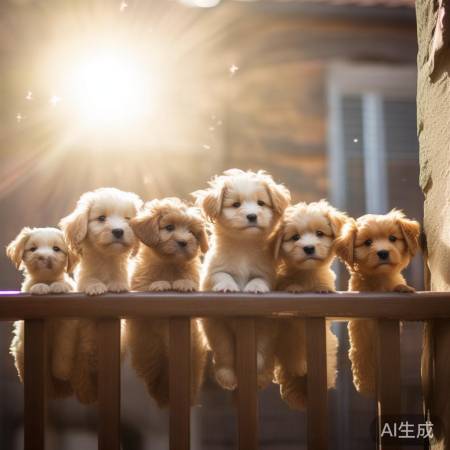 阳台惊现六狗头,幸福时刻放慢步