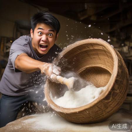 大学生打糍粑敲坏祖传槽