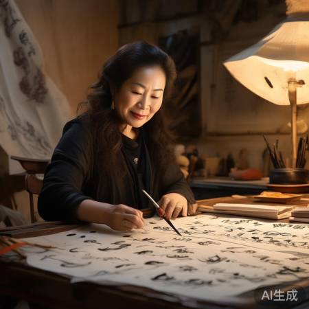 刘晓庆直播书法心得，网友敬佩