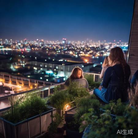屋顶花园观夜景