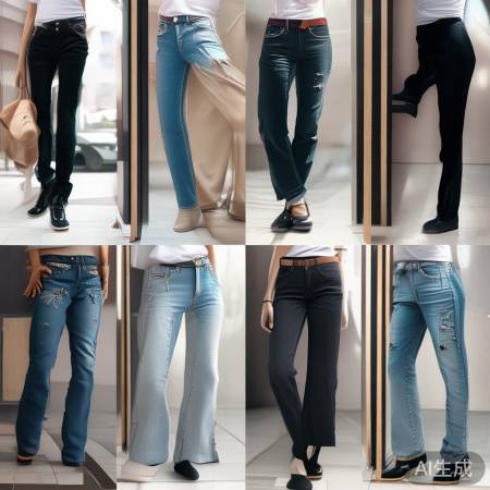 牛仔裤穿出风格，选型搭配饰。