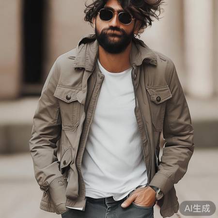 沙溢潮人风衣叠穿