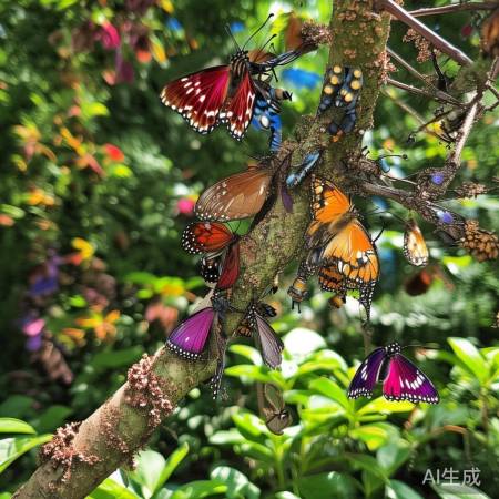 植物花朵吸引昆虫，压弯树枝
