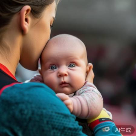 运动妈咪怀里的小天使