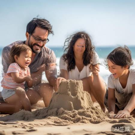 马龙度假，幸福一家四口