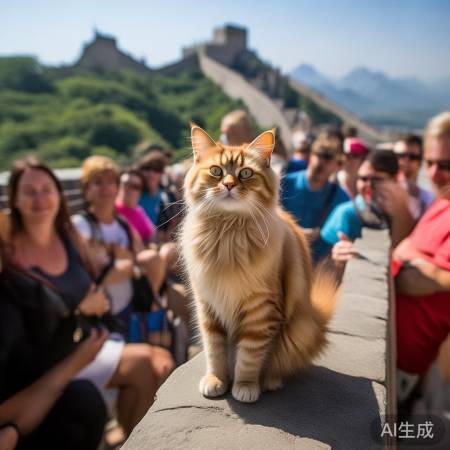 长城邂逅萌猫，跨国友谊见证