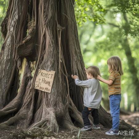 古树毁灭，责任共担，保护家园